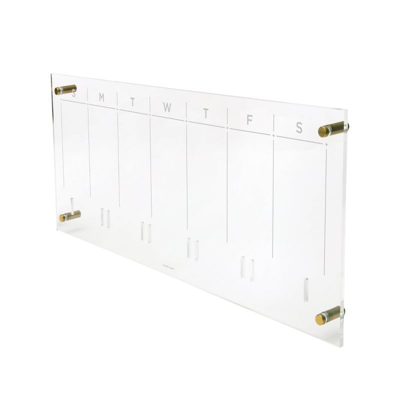 Clear Acrylic Weekly Wall Planner with Gold-Toned Hardware