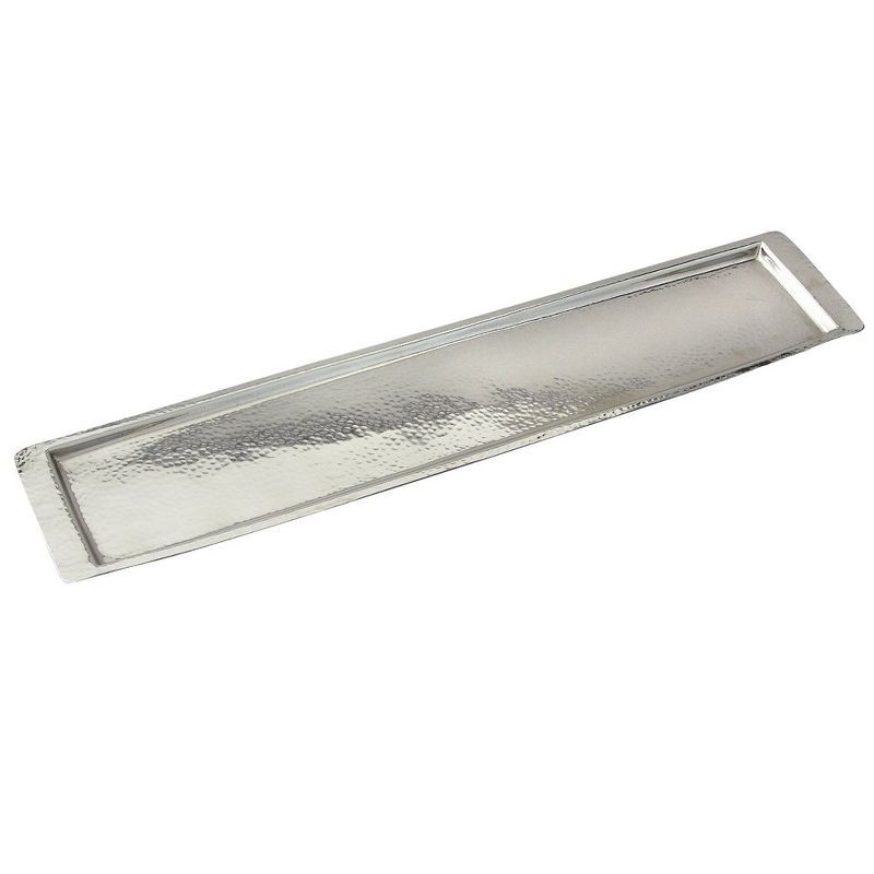 Large Silver Hammered Stainless Steel Rectangular Tray