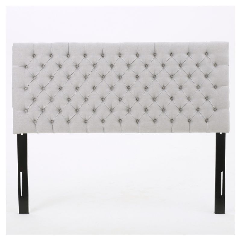 Light Grey Tufted Upholstered Full Headboard with Birch Frame
