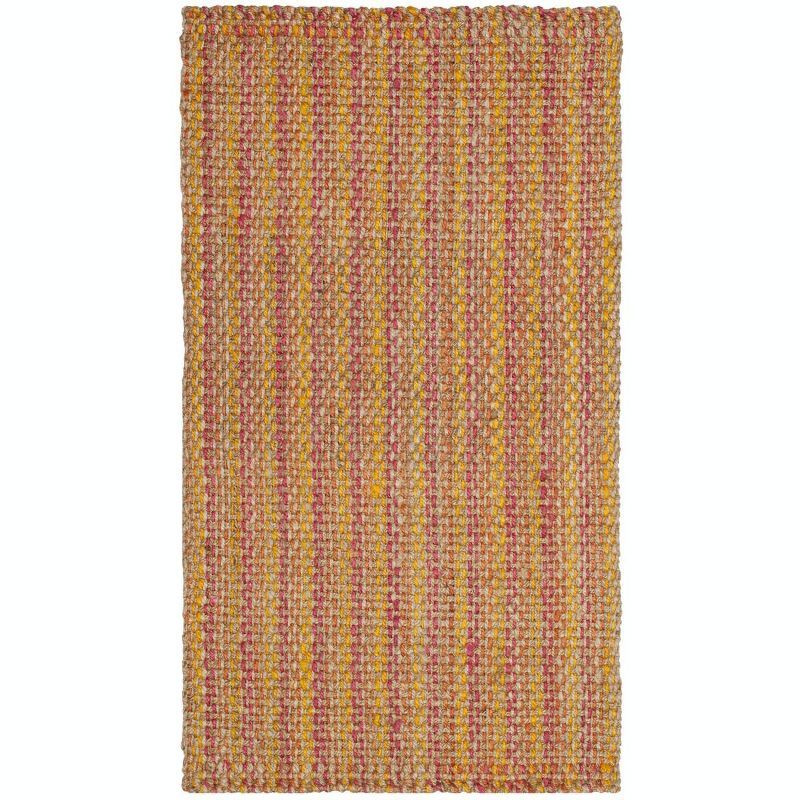Handmade Pink and Multicolor Jute Area Rug, 3' x 5'