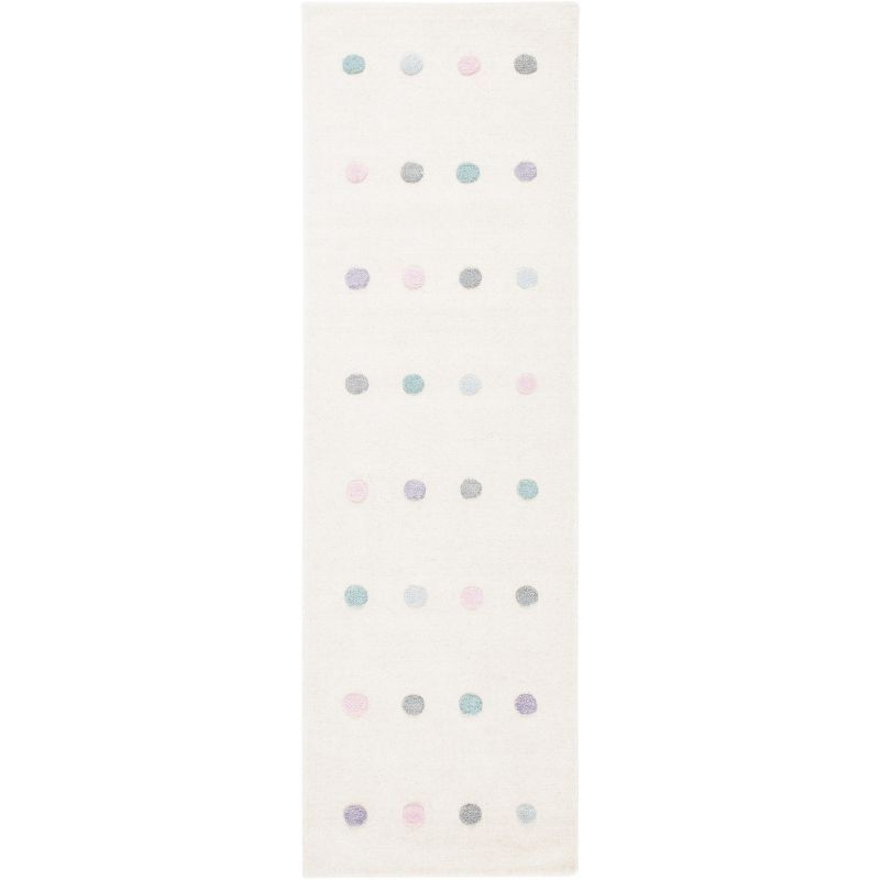 Ivory Hand-Tufted Wool Kids Runner Rug with Polka Dots