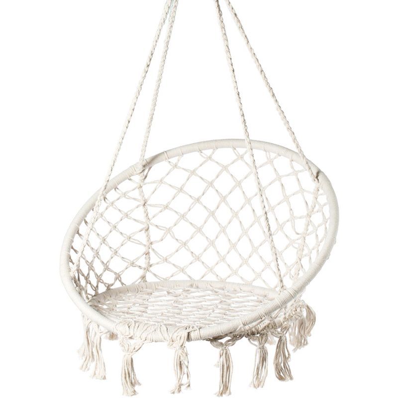 Round Off-White Cotton Rope Macrame Hanging Chair