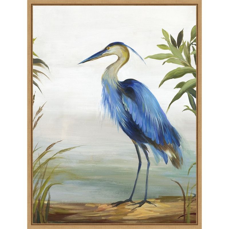 Blue Heron Nature Scene Framed Canvas Wall Art