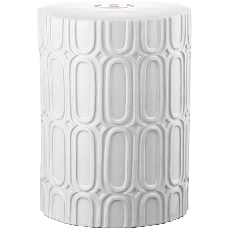 Melody Antique White Glazed Ceramic Indoor/Outdoor Garden Stool