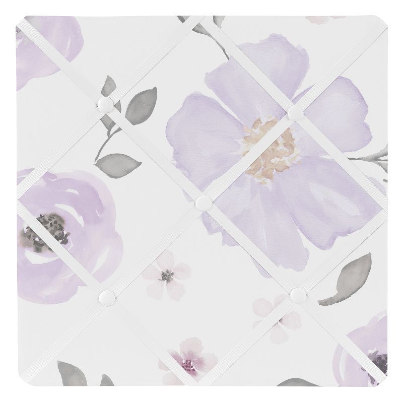 Lavender and Pink Floral Fabric Memo Board with Button Detail