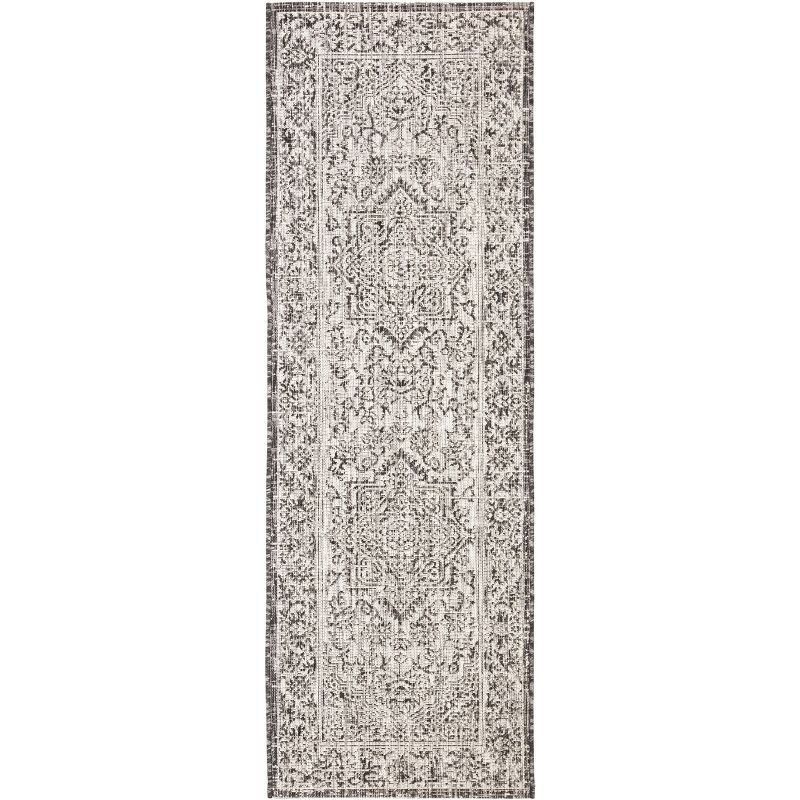 Slate Grey Synthetic Easy Care Indoor Outdoor Rug 2' 3" x 8'