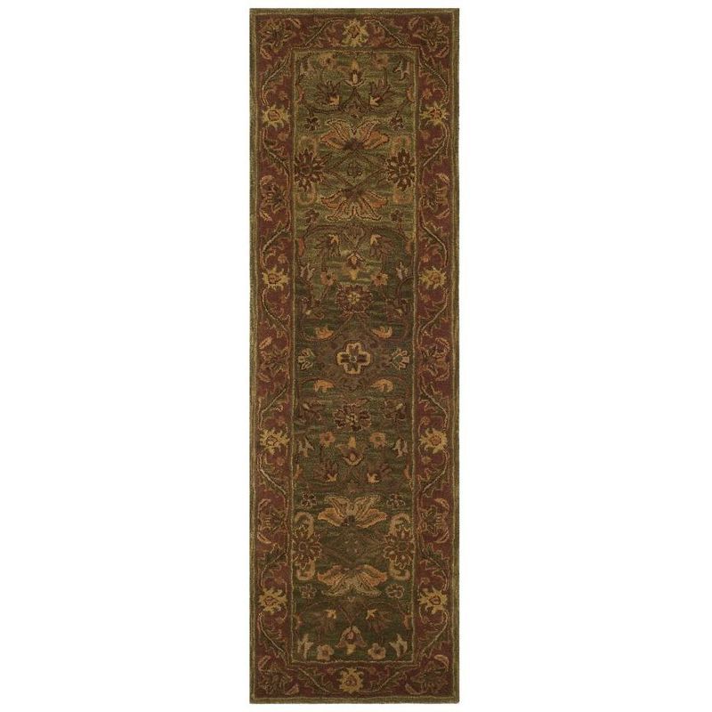 Santoyo Hand-Tufted Wool Green and Rust Area Rug