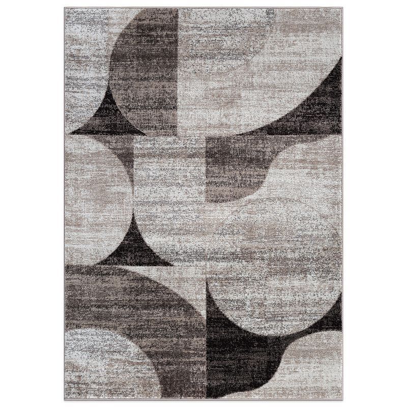 Modern Geometric Brown Synthetic 5' x 7' Area Rug