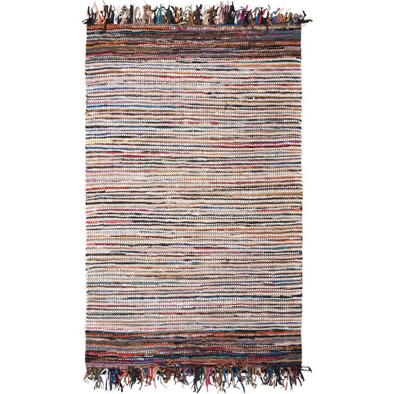 Handmade Multi-Color Cowhide Leather 6' x 9' Flat Woven Rug