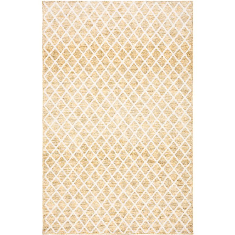 Gold and Ivory Trellis Design 5' x 8' Synthetic Area Rug