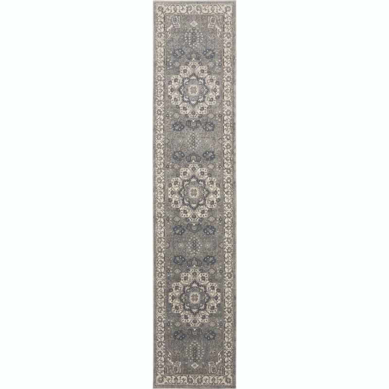 Elegance Reversible Gray Synthetic 2'2" x 10' Area Rug