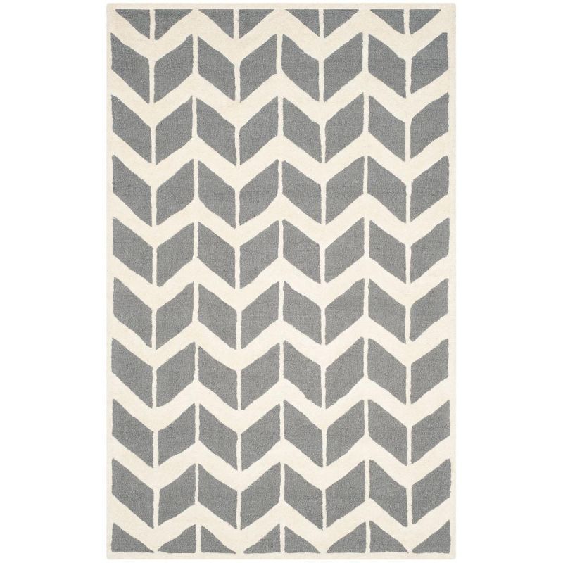 Hand-Tufted Silver/Ivory Wool Rectangular Rug, 9' x 12'