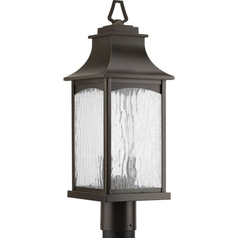 Maison Oil Rubbed Bronze Outdoor Post Lantern with Clear Water Seeded Glass