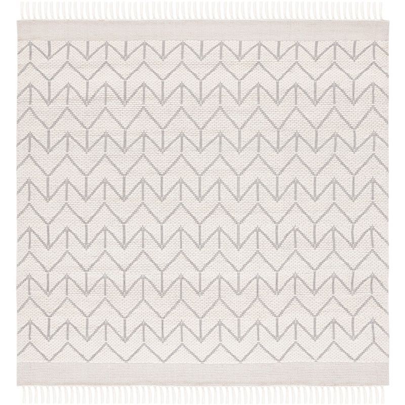 Ivory Square Hand-Knotted Wool Elegance Area Rug - 6' x 6'