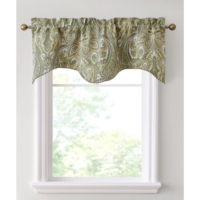 Sage Green Paisley Scalloped Rod Pocket Valance