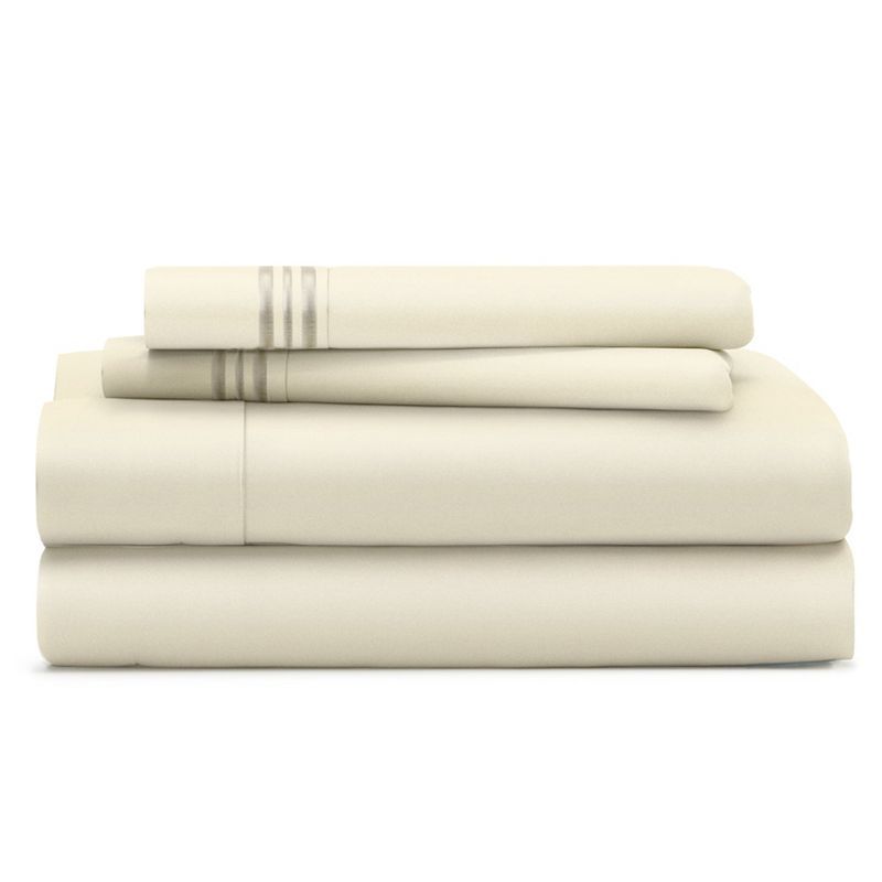 Cream Queen Deep Pocket Polyester Bed Sheet Set