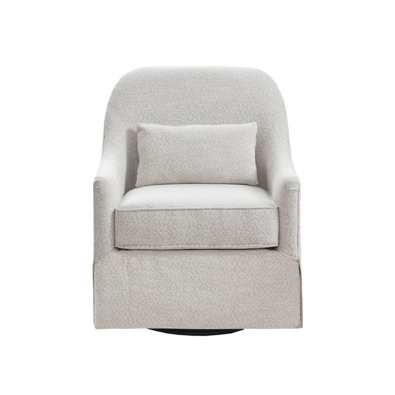 Black Fabric Swivel Glider Chair with Lumbar Pillow