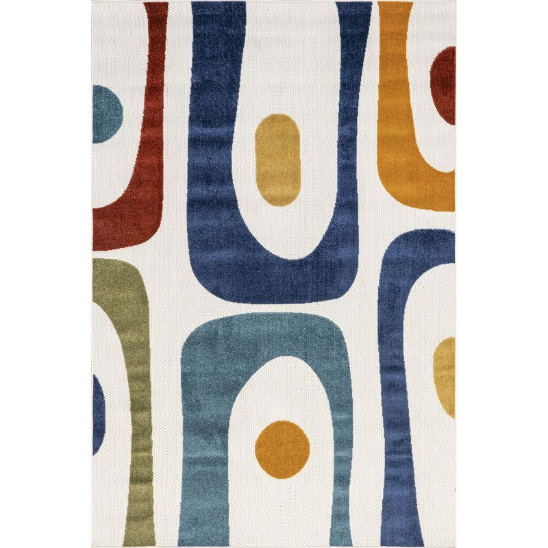 Multicolor Abstract Rectangular Synthetic Area Rug