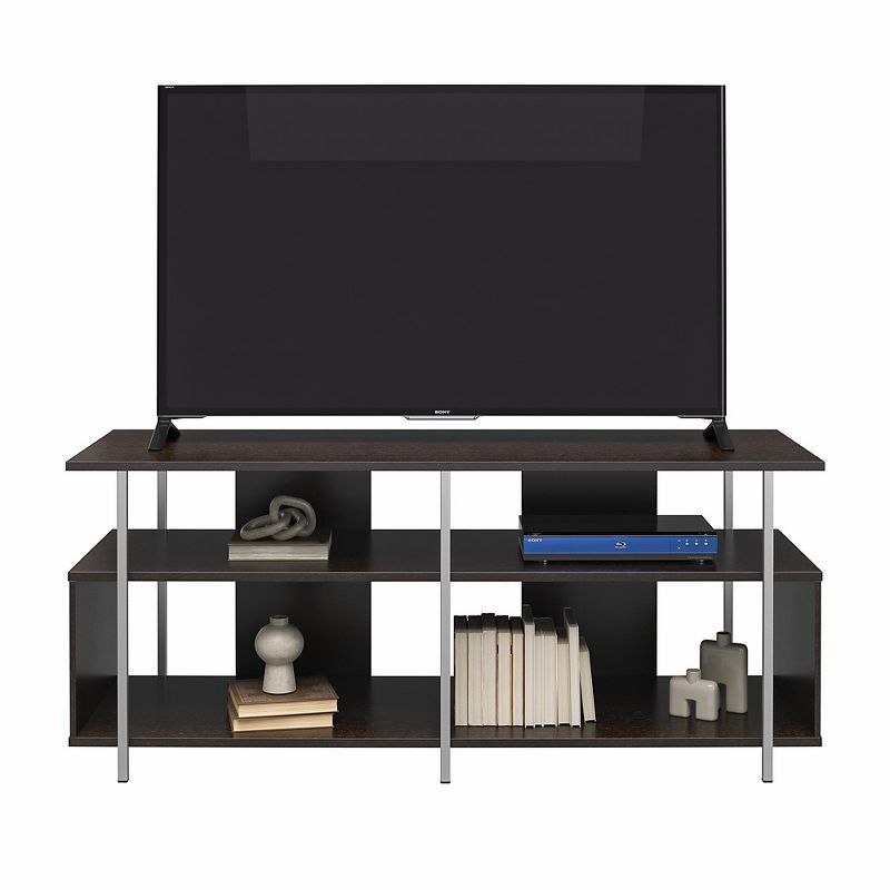 Alonso Espresso Engineered Wood TV Stand with Metal Posts for 69" TVs