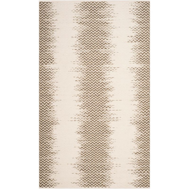 Handmade Brown and Ivory Wool Cotton Reversible Area Rug