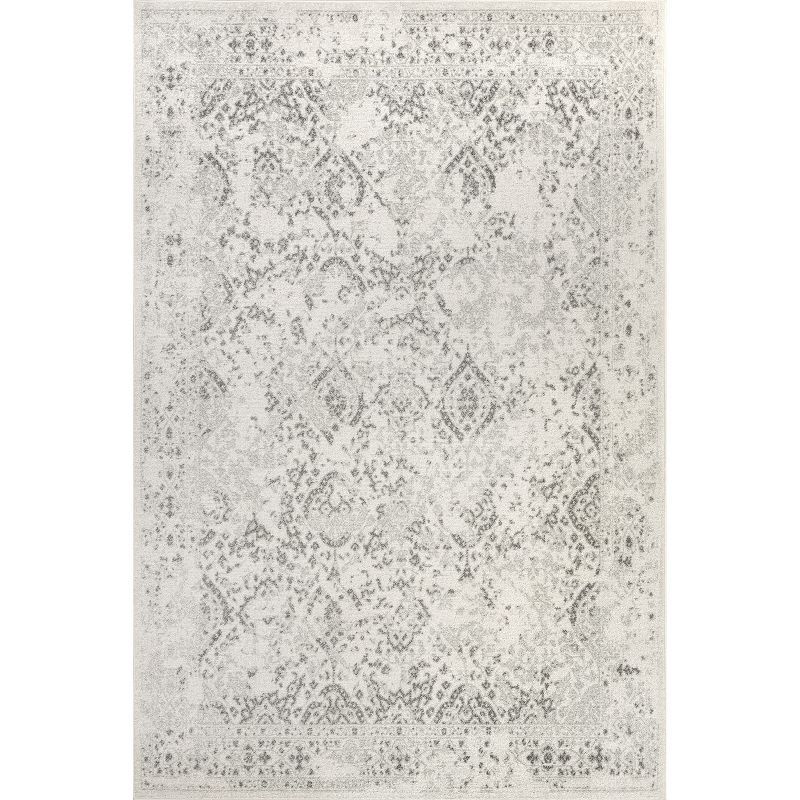 Ivory Synthetic Easy-Care Rectangular Vintage Area Rug