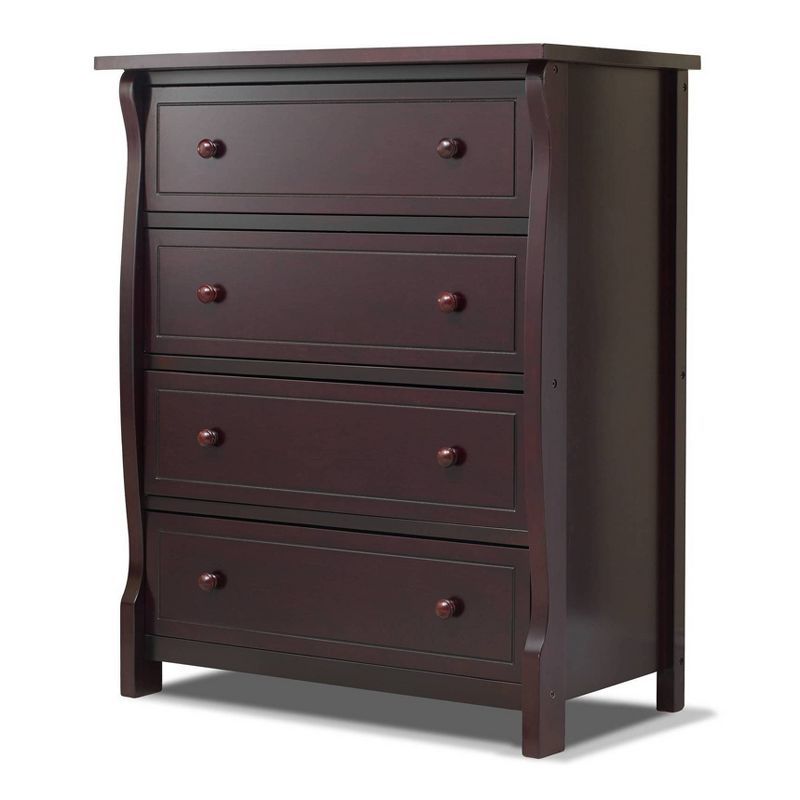 Espresso Solid Wood 4-Drawer Nursery Dresser