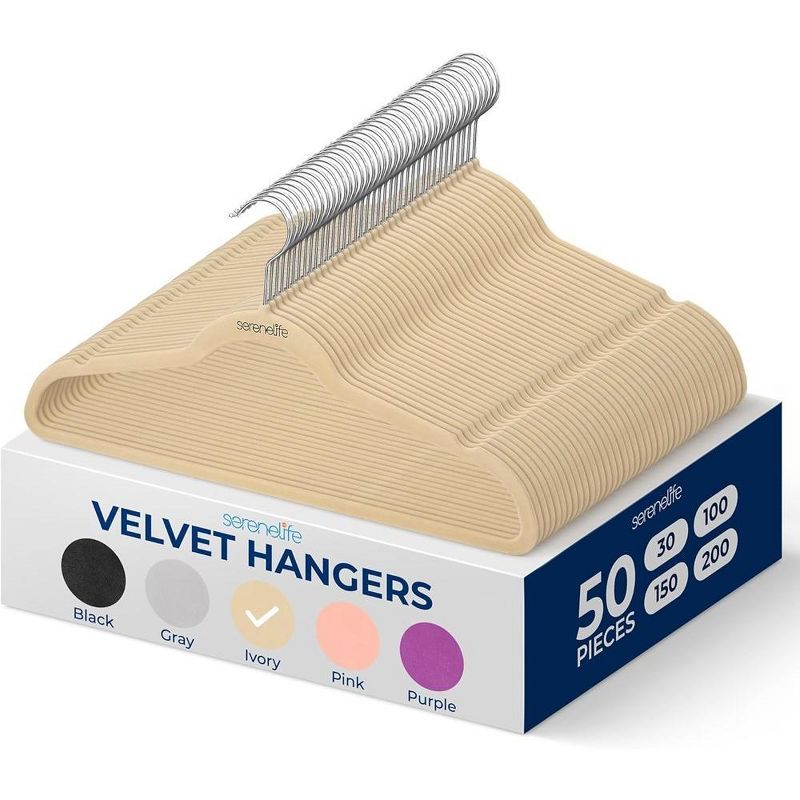 Ivory Non-Slip Velvet Suit Hangers, 50-Pack