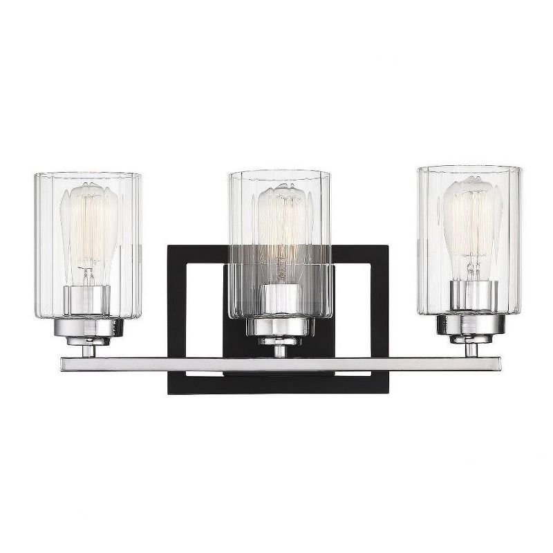 Matte Black and Polished Chrome 3-Light Vanity Fixture