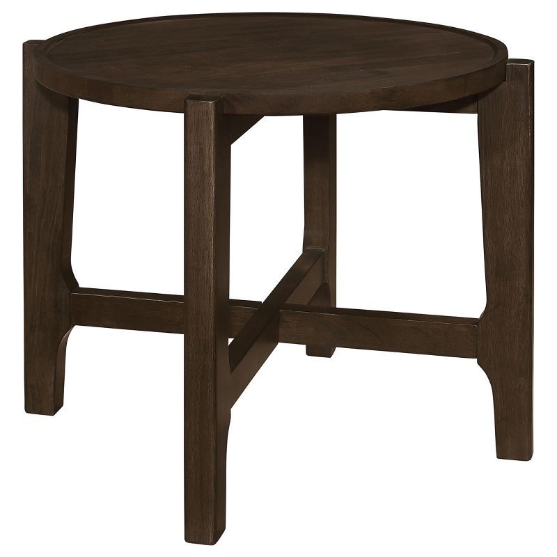 Cota Round Dark Brown Solid Wood End Table