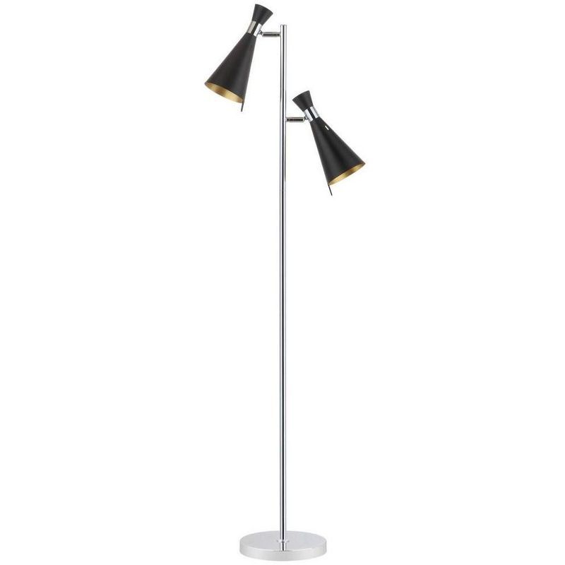 Efisio Adjustable Black and Chrome Floor Lamp with Dual Shades