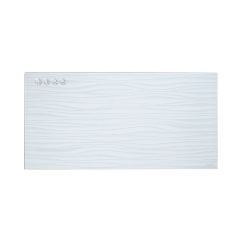 White Waves Magnetic Glass Dry-Erase Board with Magnets, 18in x 36in