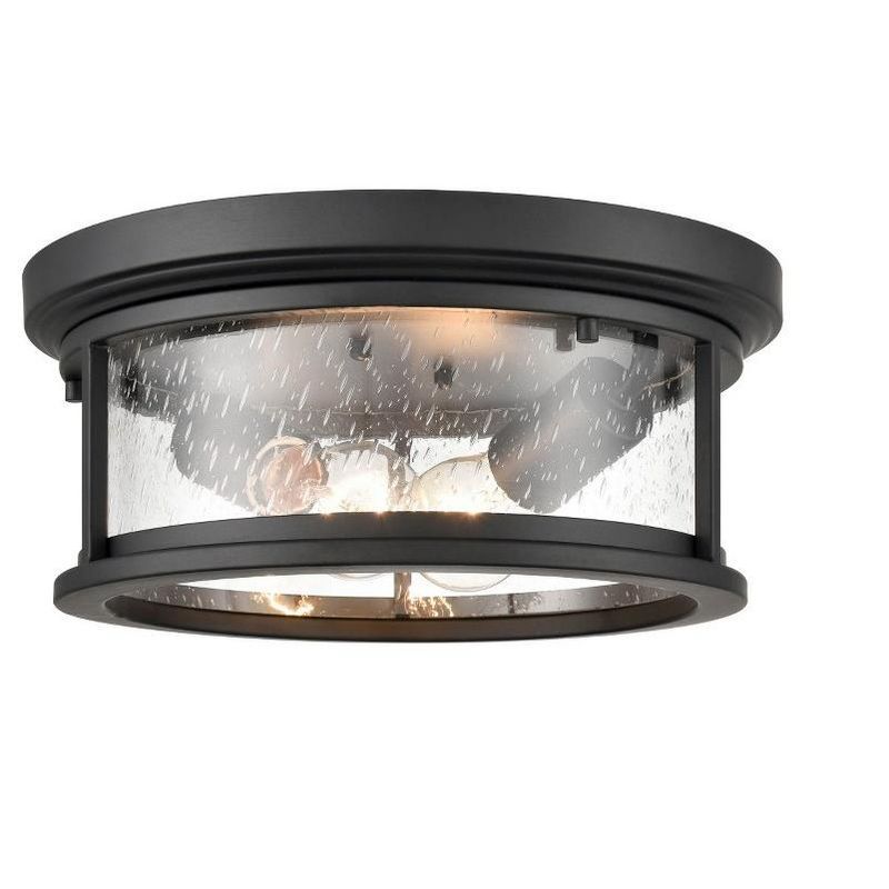 Bresley 12" Black Glass 2-Light Flush Mount