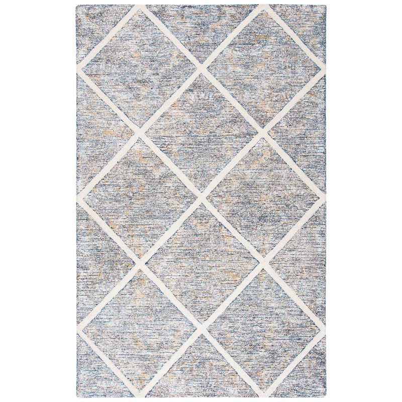 Ivory and Gold Hand-Tufted Wool and Viscose 6' x 9' Area Rug