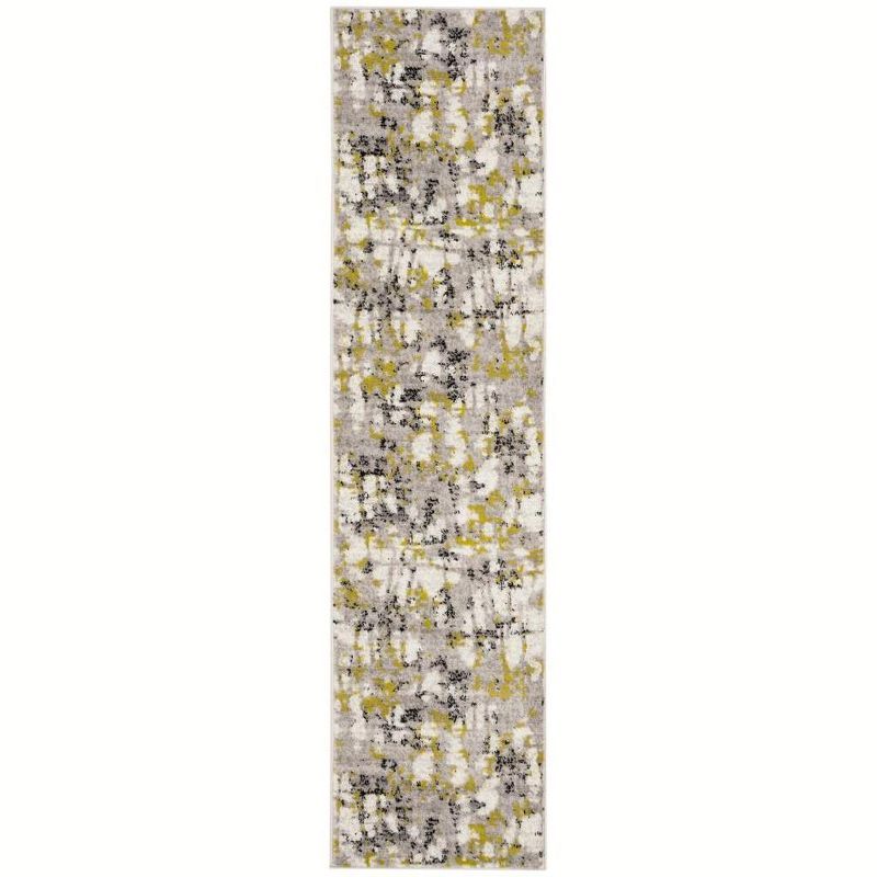 Medallion Grey Synthetic Hand-Knotted Runner Rug 2' x 8'