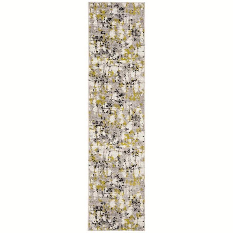 Medallion Grey Synthetic Hand-Knotted Runner Rug 2' x 8'