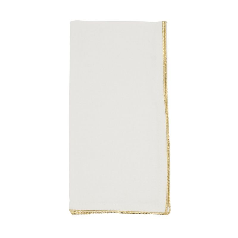 Luana Gold Shimmering Border Cotton Dinner Napkins, Set of 4, 20"