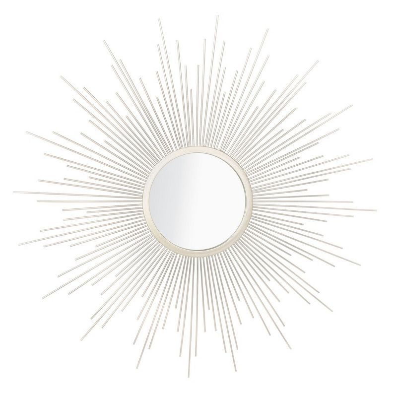 Champagne Round Sunburst Mirror with Radiant Lines