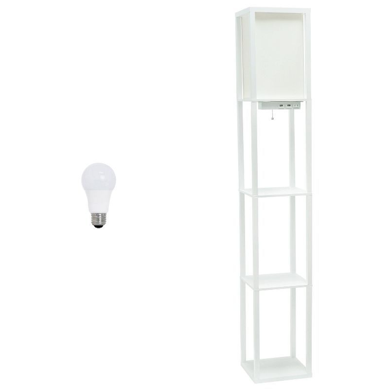 Classix White 62.5" 3-Tier Shelf Floor Lamp with LED Bulb