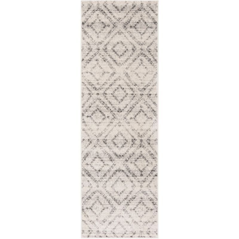 Light Grey and Grey Geometric Synthetic Area Rug