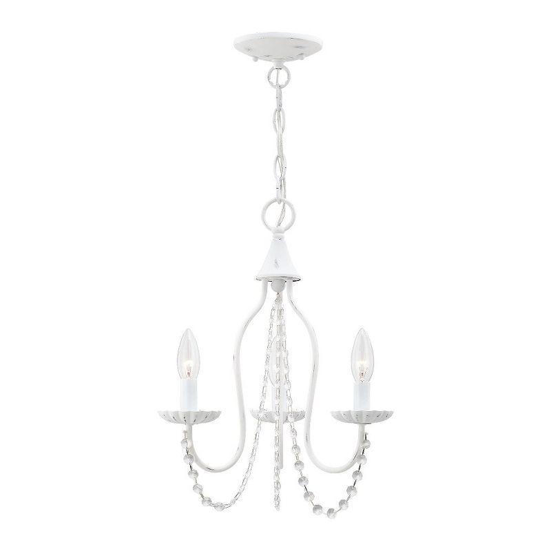 Antique White Mini Crystal 3-Light Chandelier