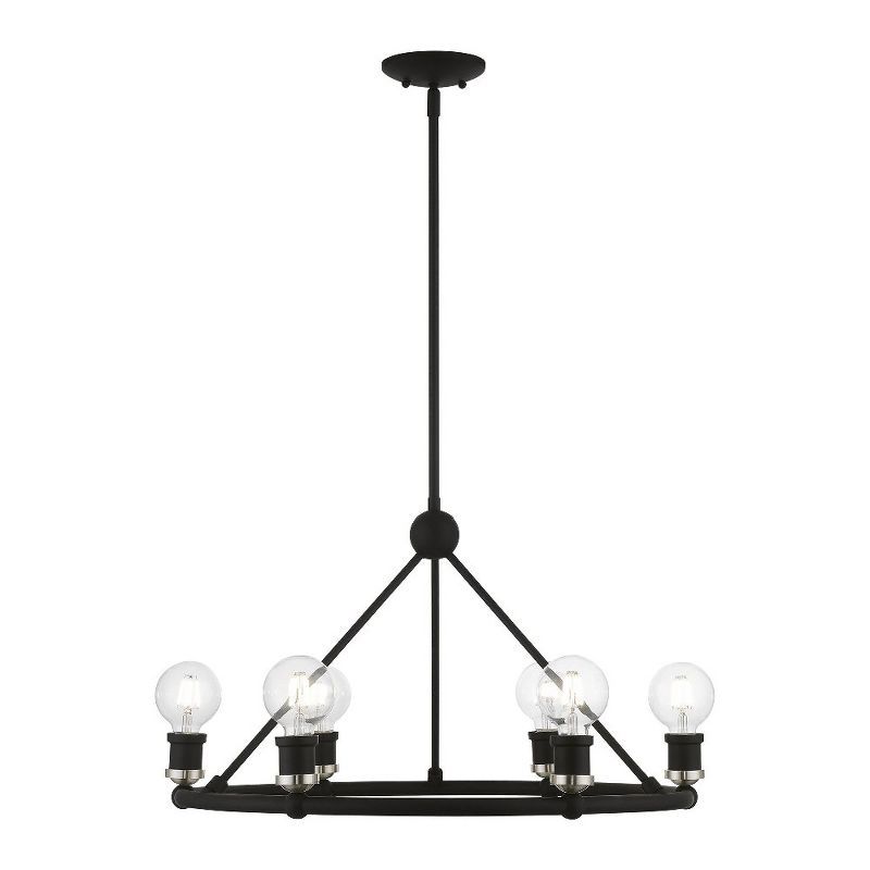 Contemporary Lansdale 6-Light Chandelier in Black and Brushed Nickel