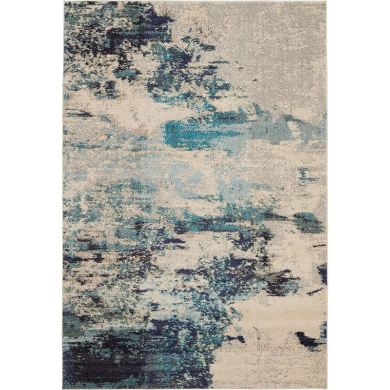 Serene Oceanic Bliss Hand-Knotted Blue Abstract Area Rug