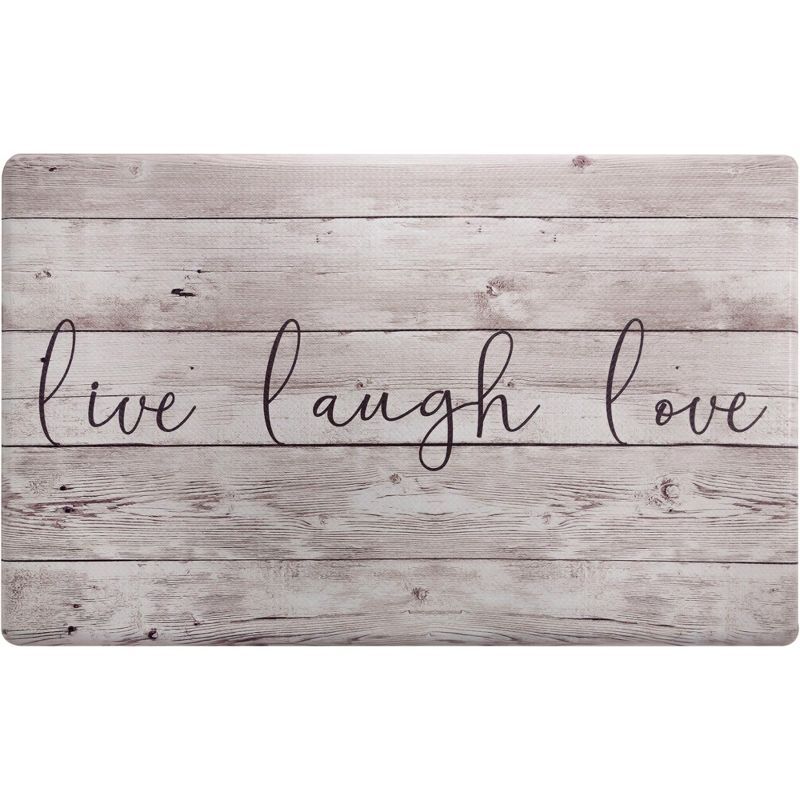 Beige and Brown Live Laugh Love Anti-Fatigue Kitchen Mat