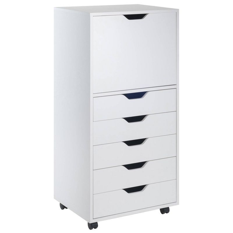 Winsome Halifax 5-Drawer White Composite Wood Cabinet with Casters