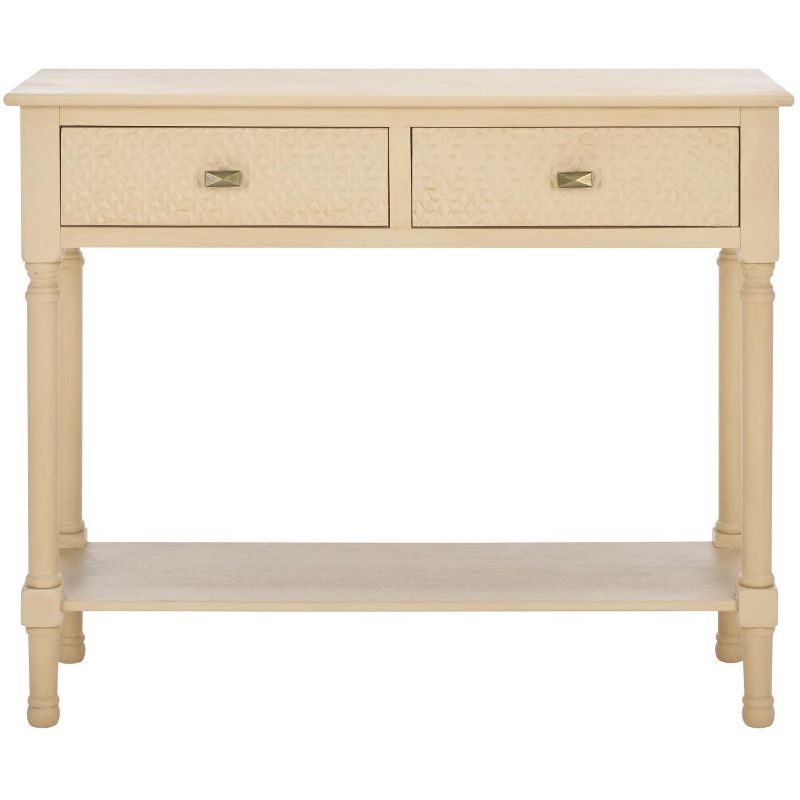 Natural Wood and Metal 2-Drawer Console Table