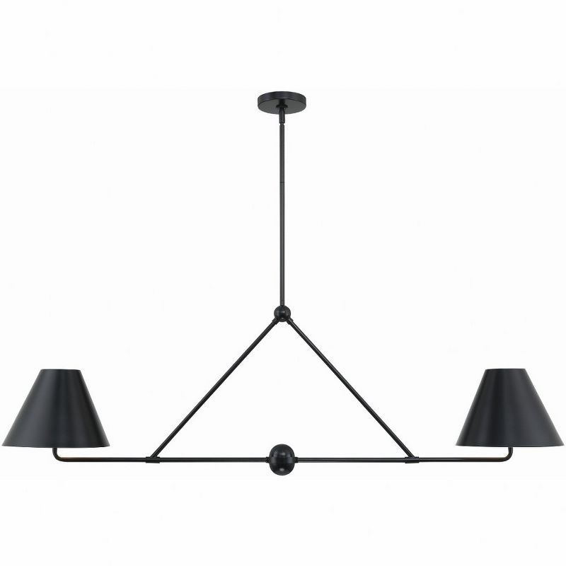 Matte Black Crystal Elegance 4-Light Chandelier with Two-Toned Shade