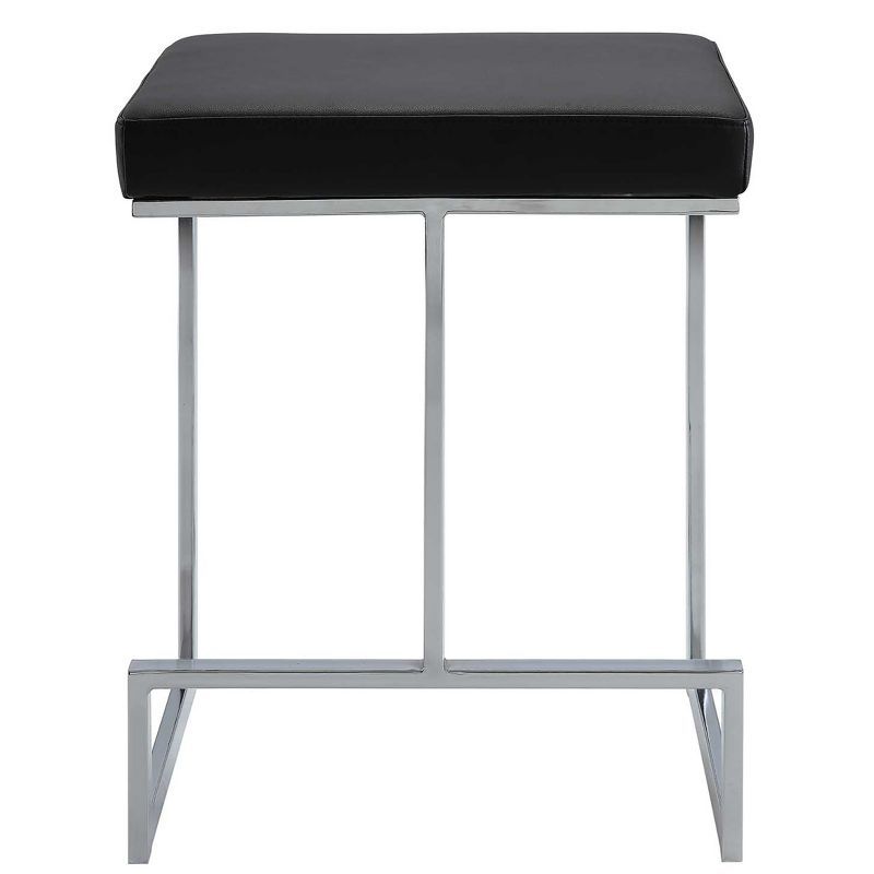 Kafka 24" Black Faux Leather and Chrome Counter Stool