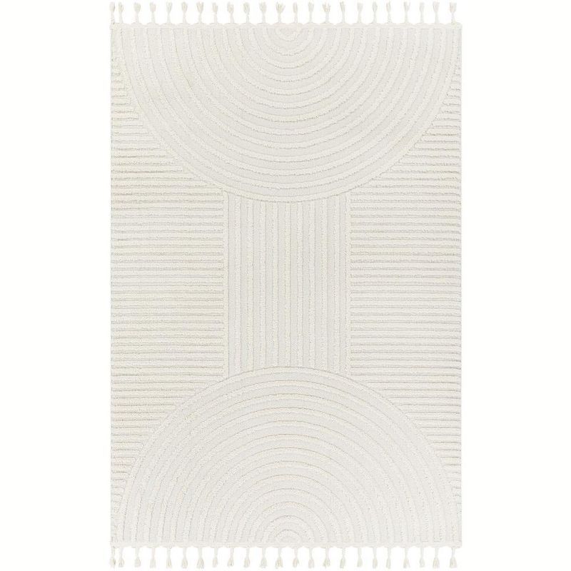 Kyra Cream Geometric Synthetic Area Rug 3'11" x 5'7"