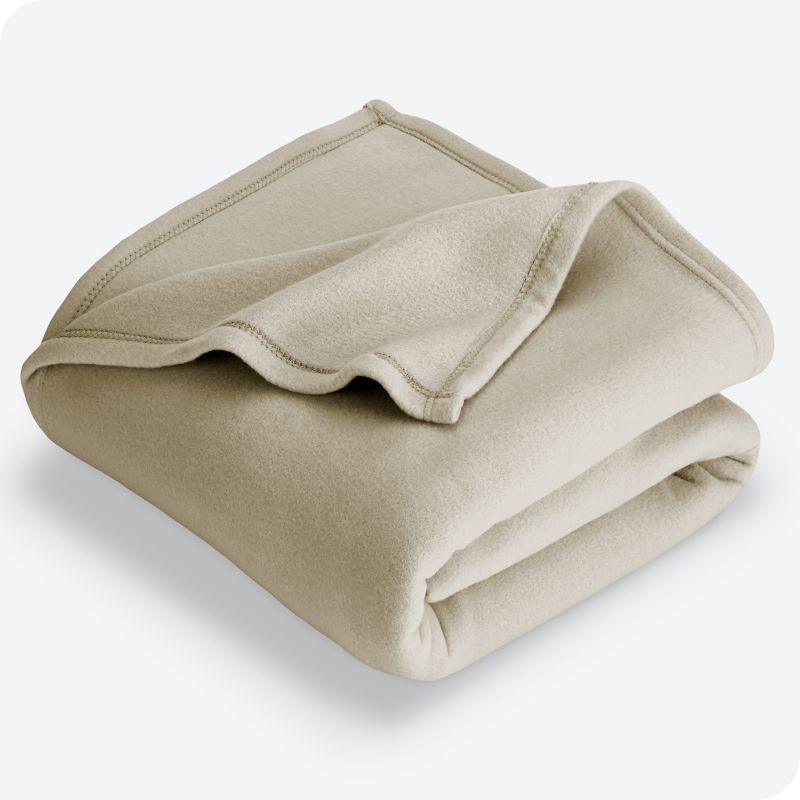 Oyster Beige Reversible Fleece Throw Blanket