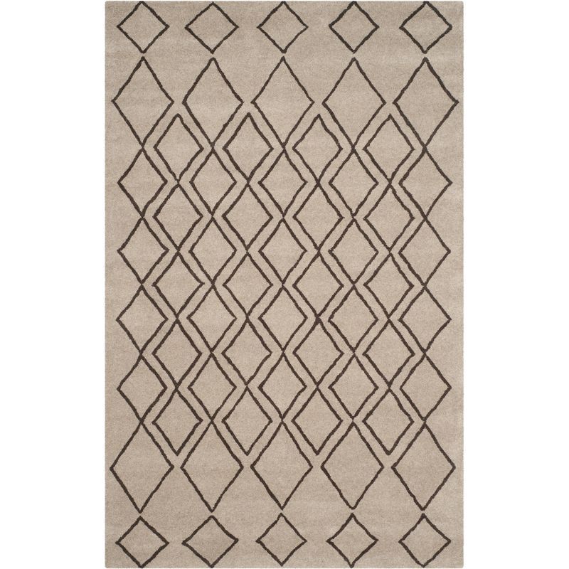 Light Gray and Dark Gray Wool Tufted Area Rug